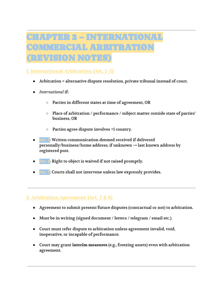 Chapter 2 Summary | PDF | Arbitration | Arbitral Tribunal