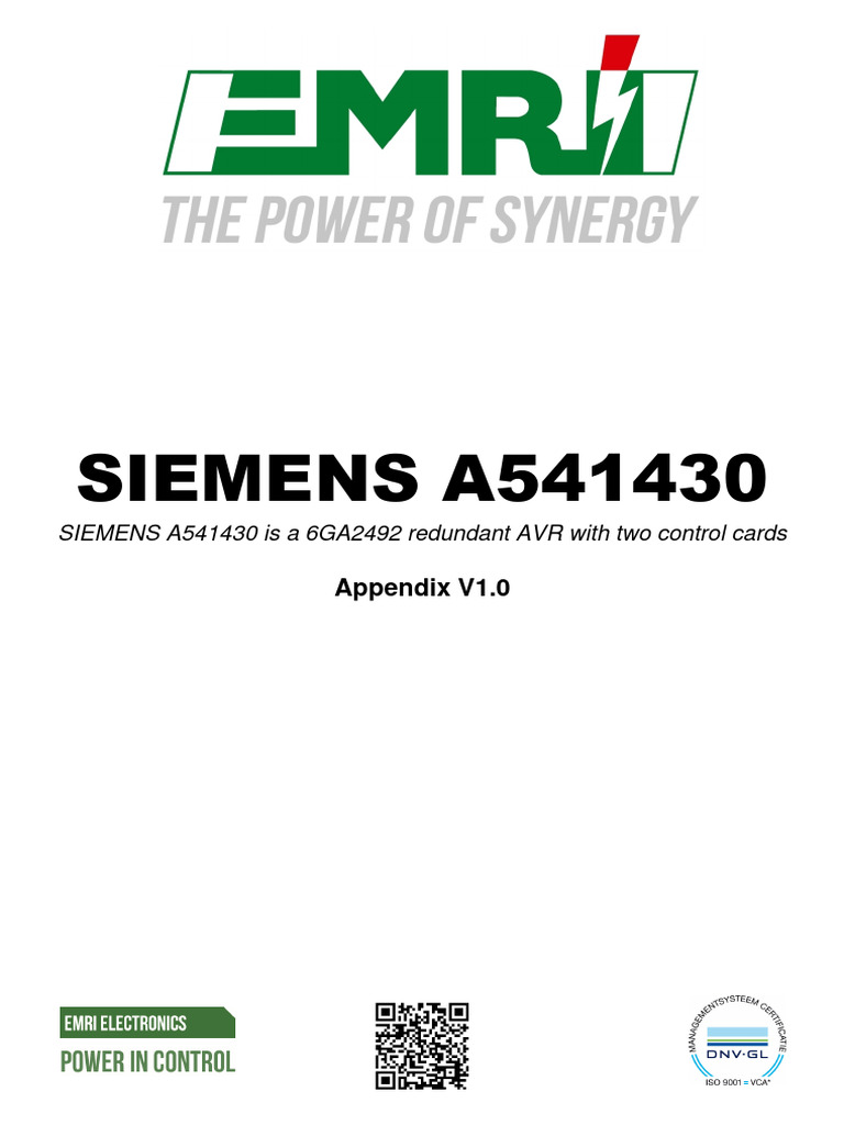 SIEMENS A541430 AVR Installation Guide | PDF | Power (Physics ...