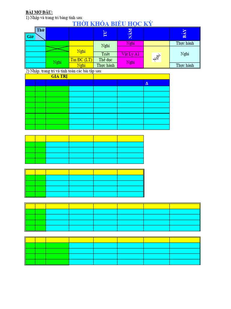 Bai Tap Tong Hop Excel Tu Co Ban Den Nang Cao - DH Ton Duc Thang | PDF