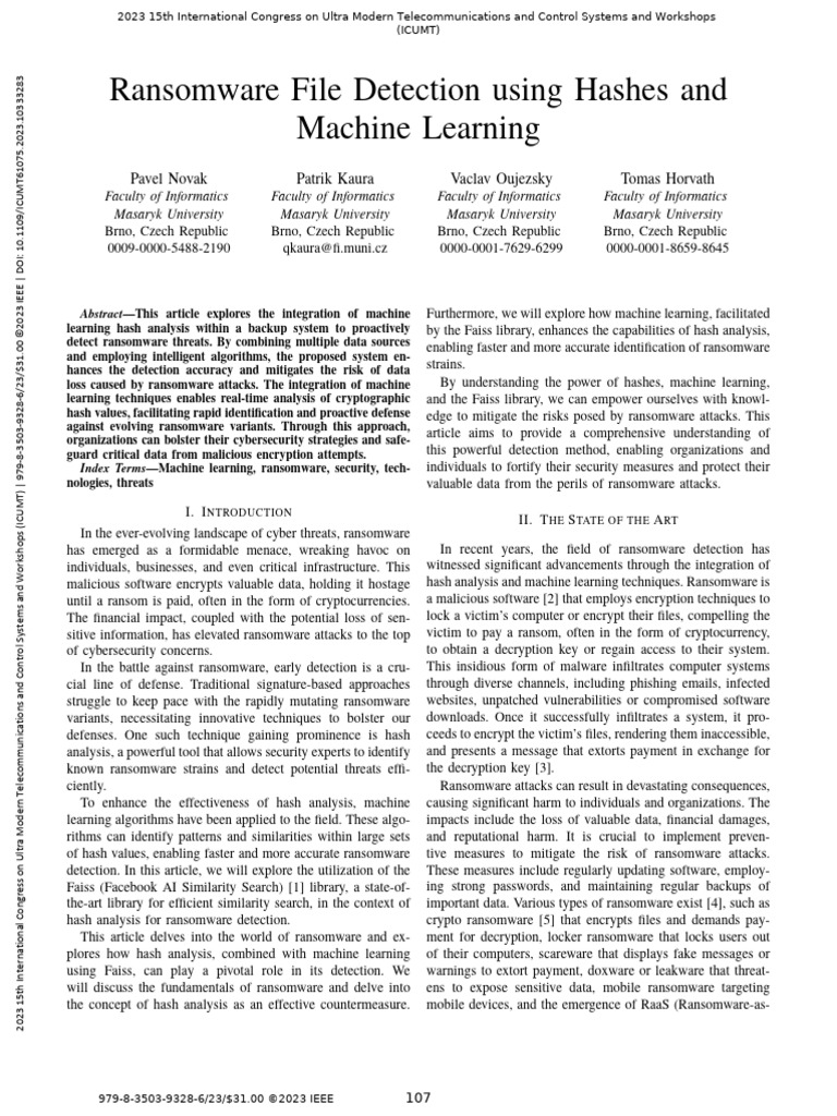 Ransomware File Detection Using Hashes and Machine Learning | PDF ...