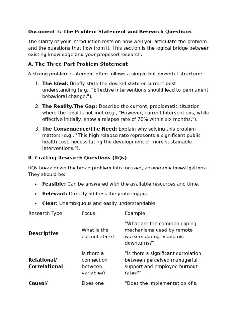 The Problem Statement and Research Questions | PDF | Causality | Hypothesis
