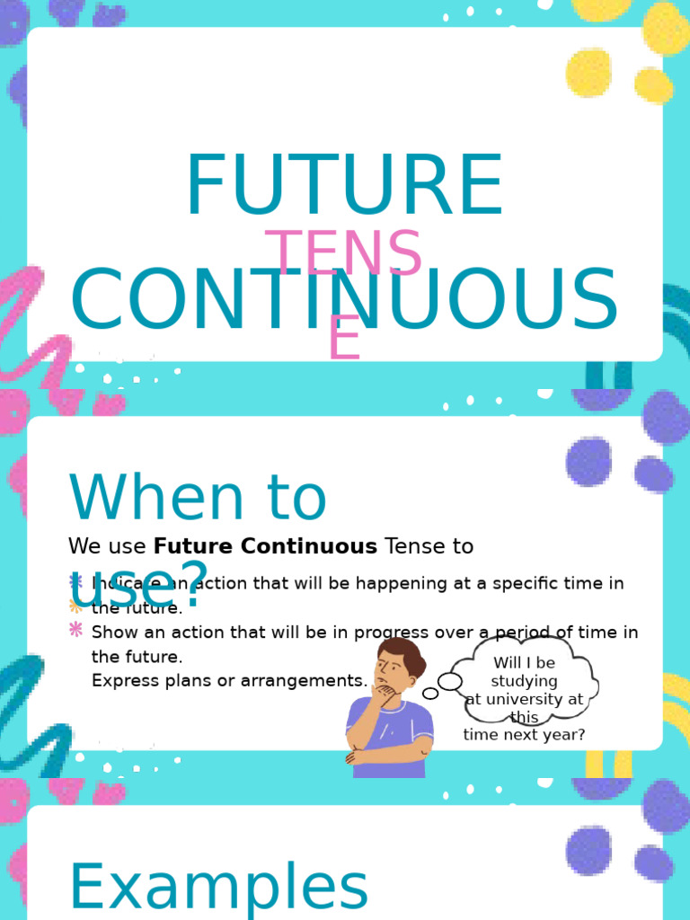 Future Continuous Tense Presentation in Blue Pink Cute Style | PDF