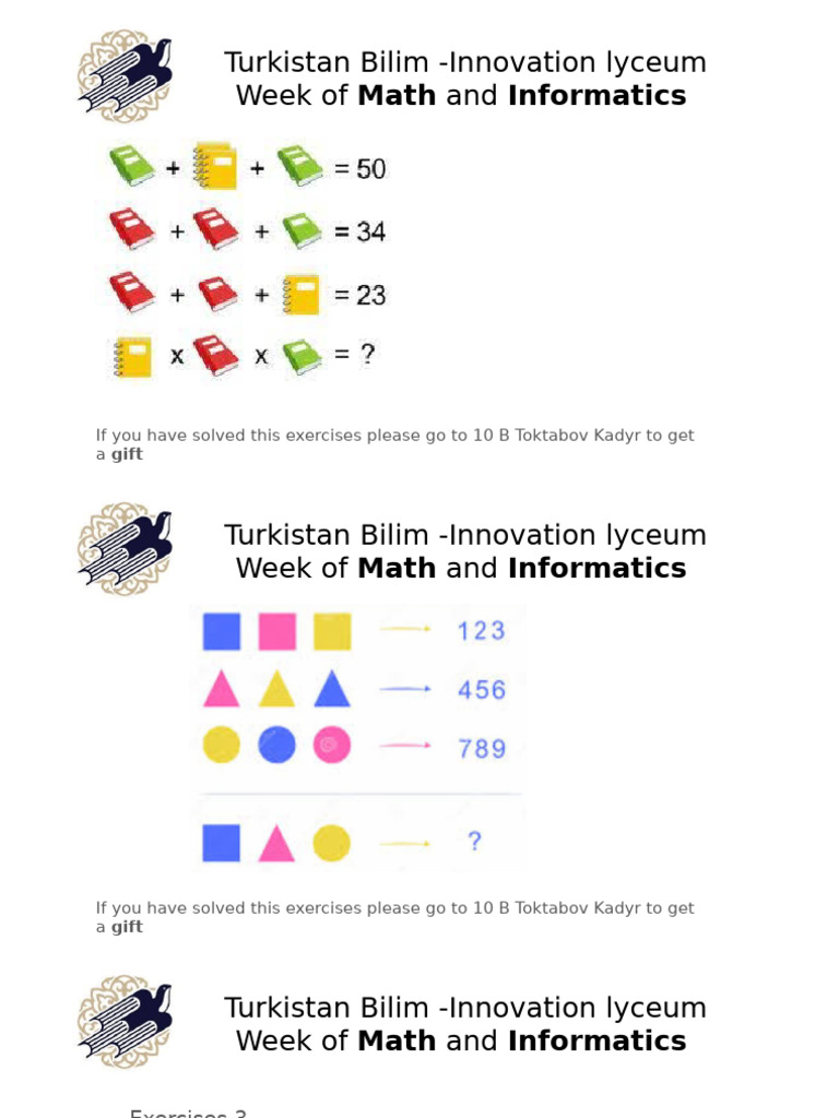 Turkistan Bilim - Innovation Lyceum Week of Math and Informatics | PDF ...