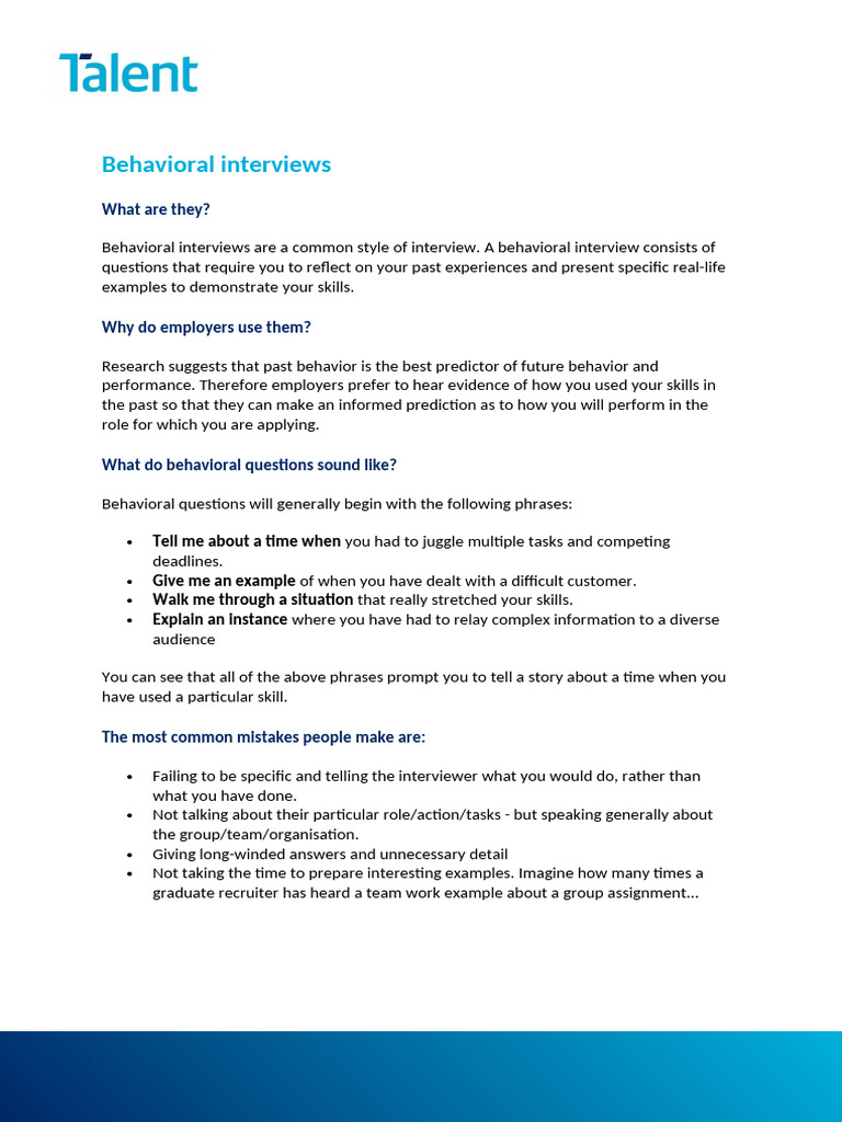 Behavioral Interview Prep for Fast Food | PDF | Psychology | Learning