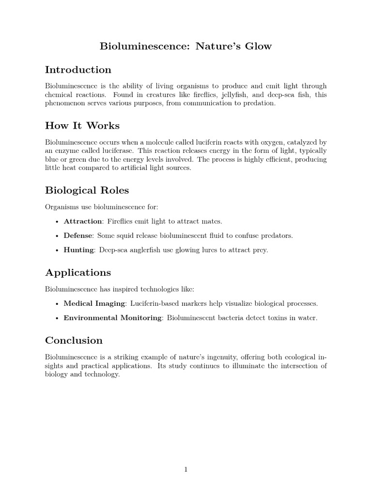 Understanding Bioluminescence in Nature | PDF
