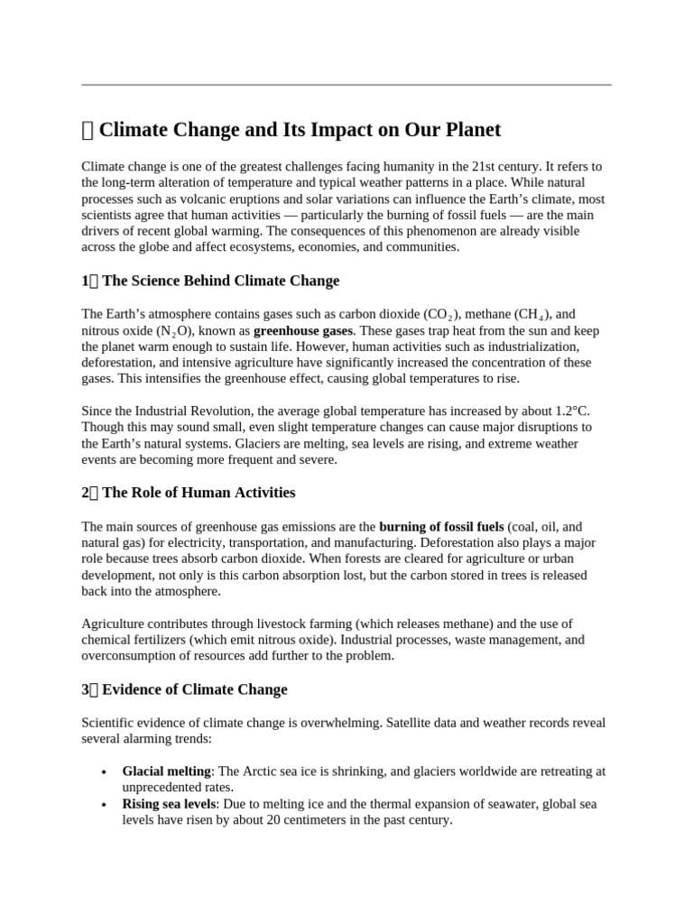 Climate Change: Causes and Effects | PDF | Climate Change | Climate ...