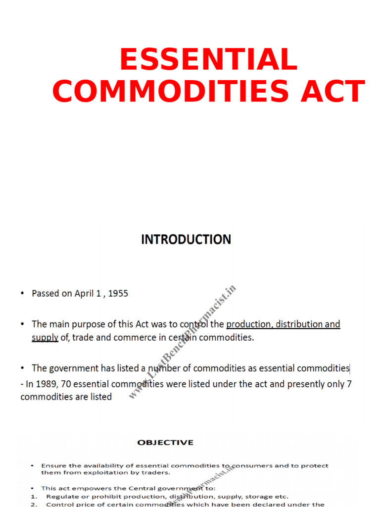 Overview of Essential Commodities Act | PDF