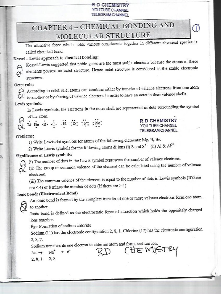 Chemical Bonding and Molecular Structure | PDF | Ion | Ionic Bonding