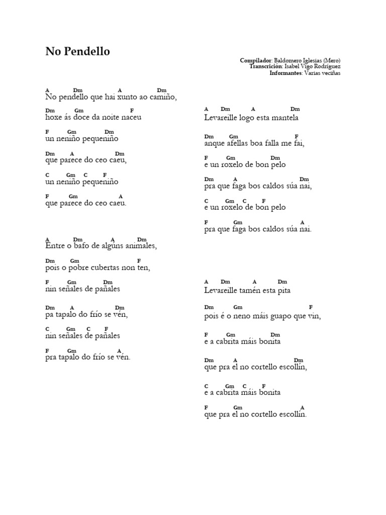 No Pendello - Chords Informantes | PDF