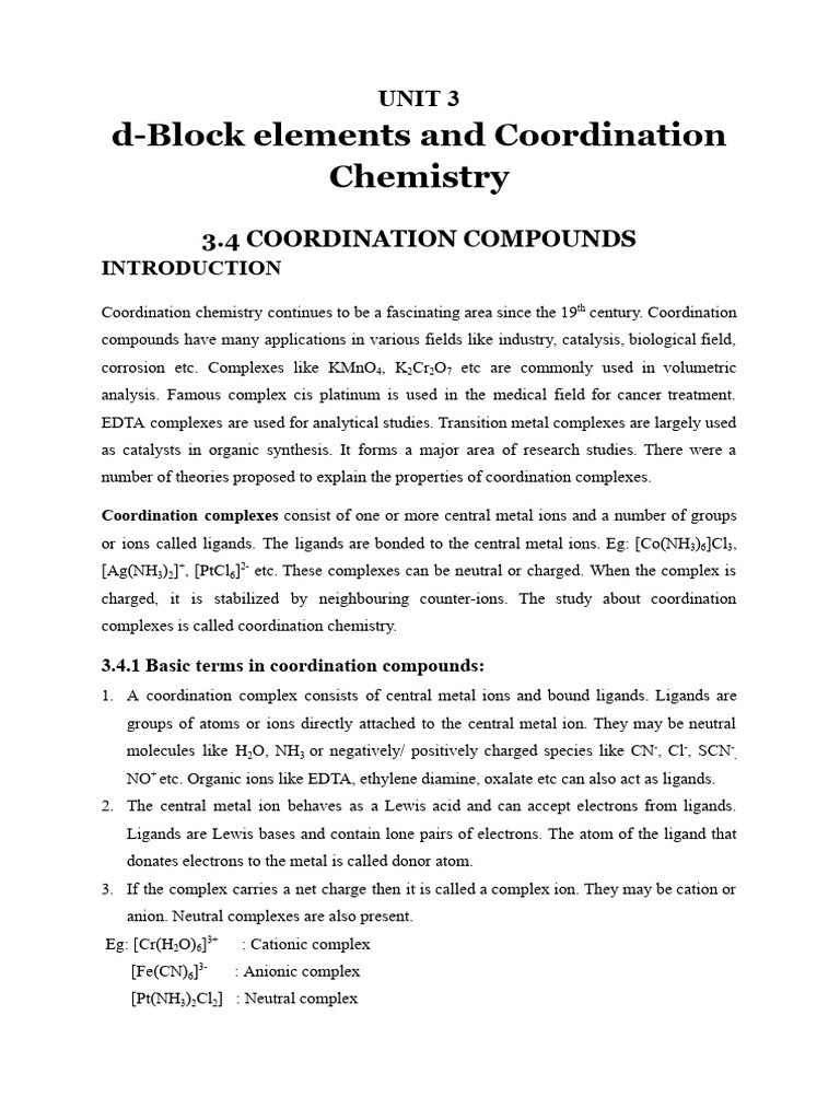 Coordination Compounds in Chemistry | PDF | Coordination Complex | Ligand
