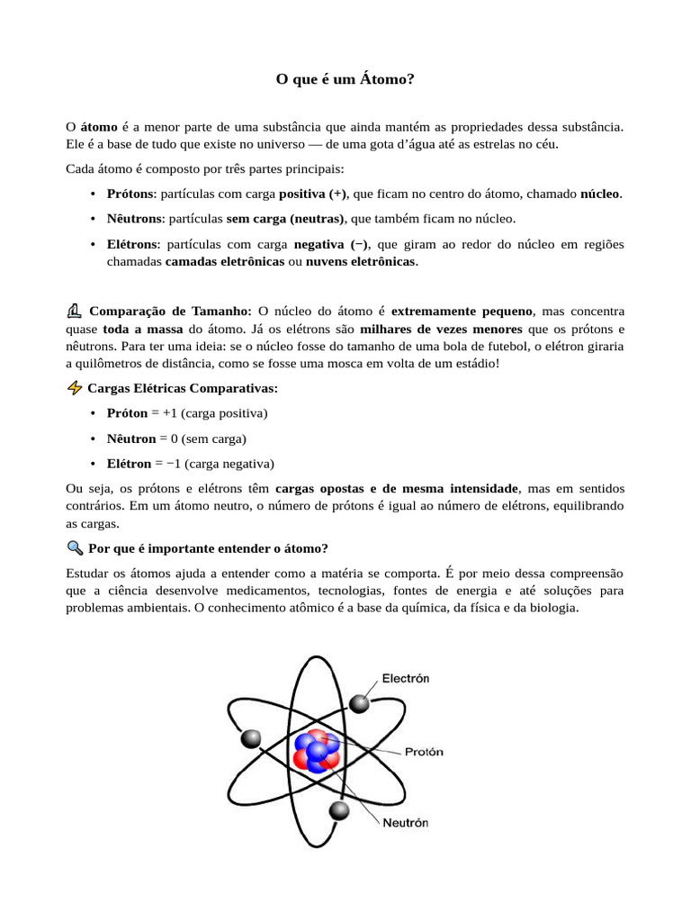 O que é um Átomo? Definição e Importância | PDF