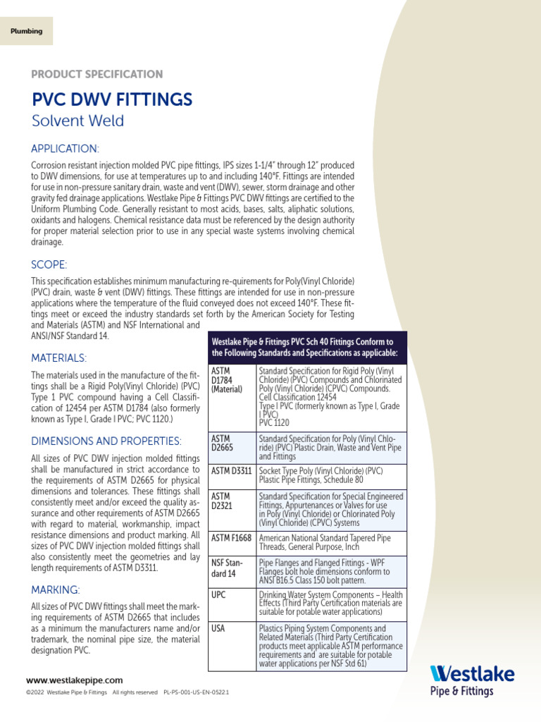 PL Ps 001 Us en 0522.1 - PVC DWV | PDF | Pipe (Fluid Conveyance ...