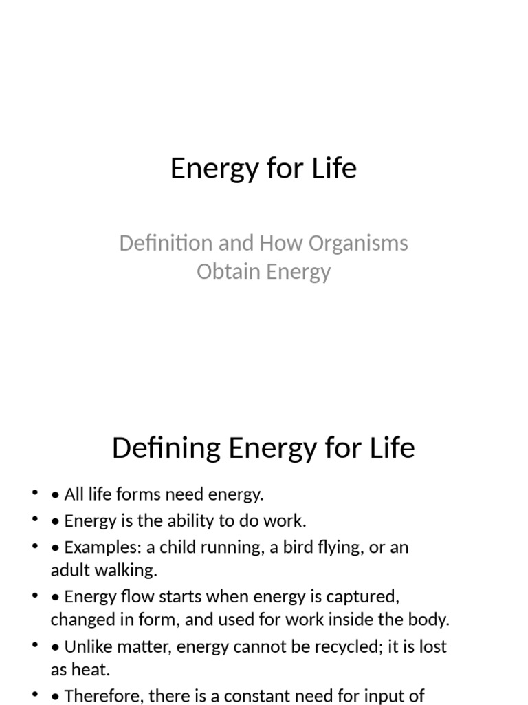 Energy For Life Presentation | PDF