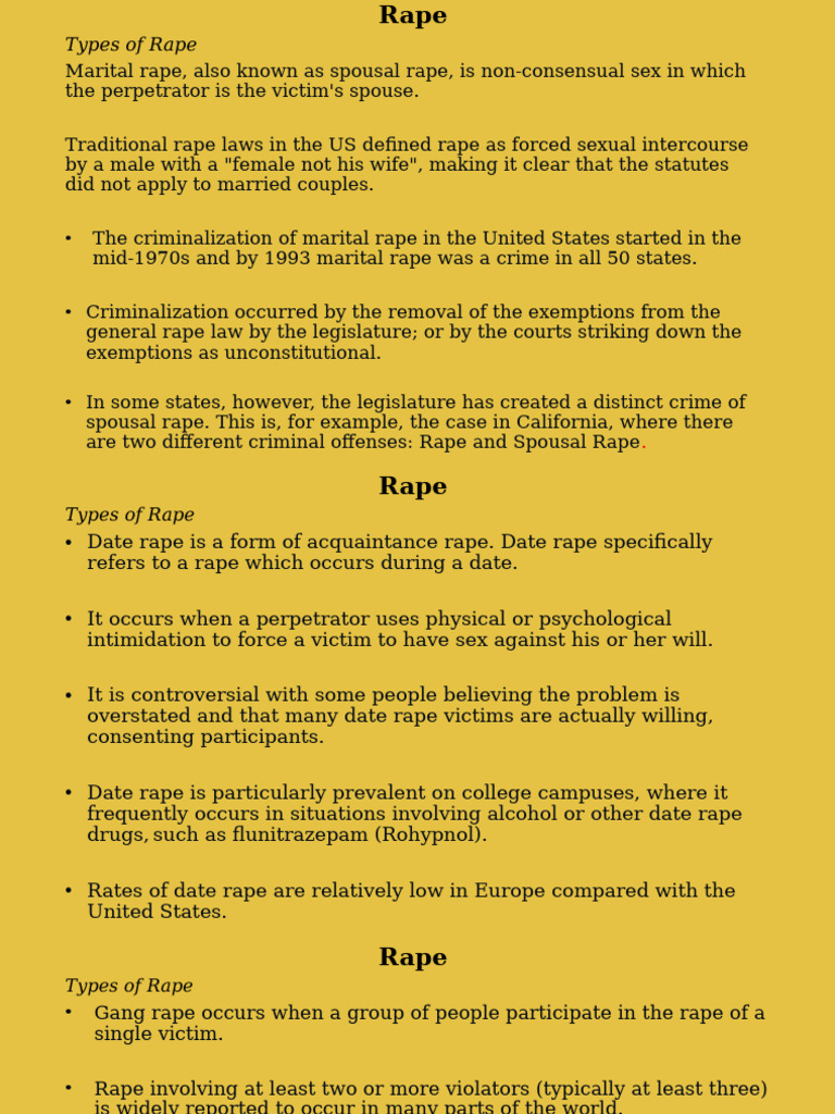 Types of Rape: Definitions and Insights | PDF | Rape | Aggression