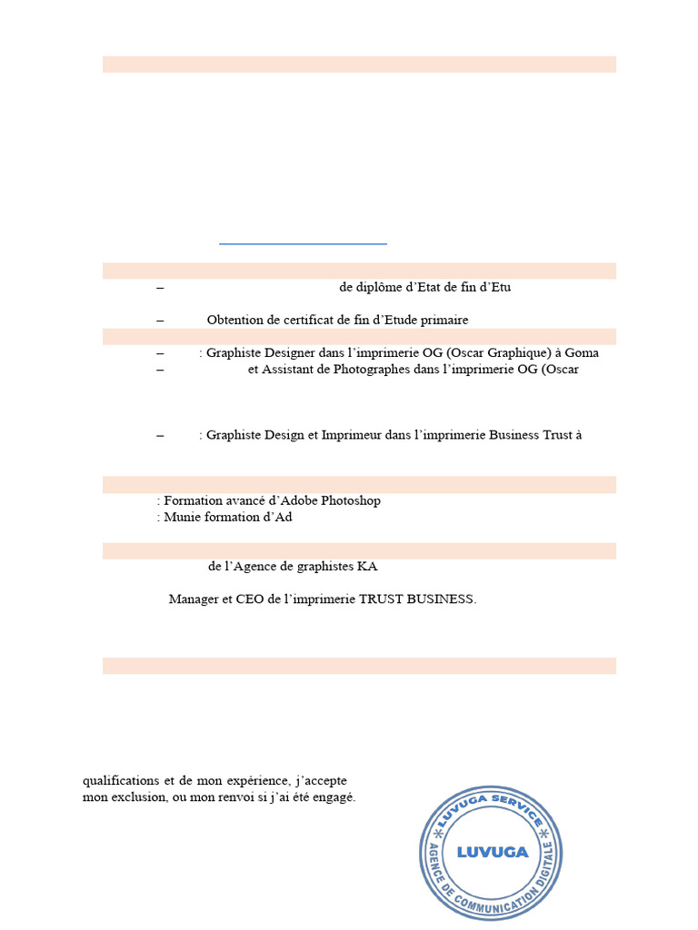 CV de Victoire Luvuga, Graphiste Designer | PDF