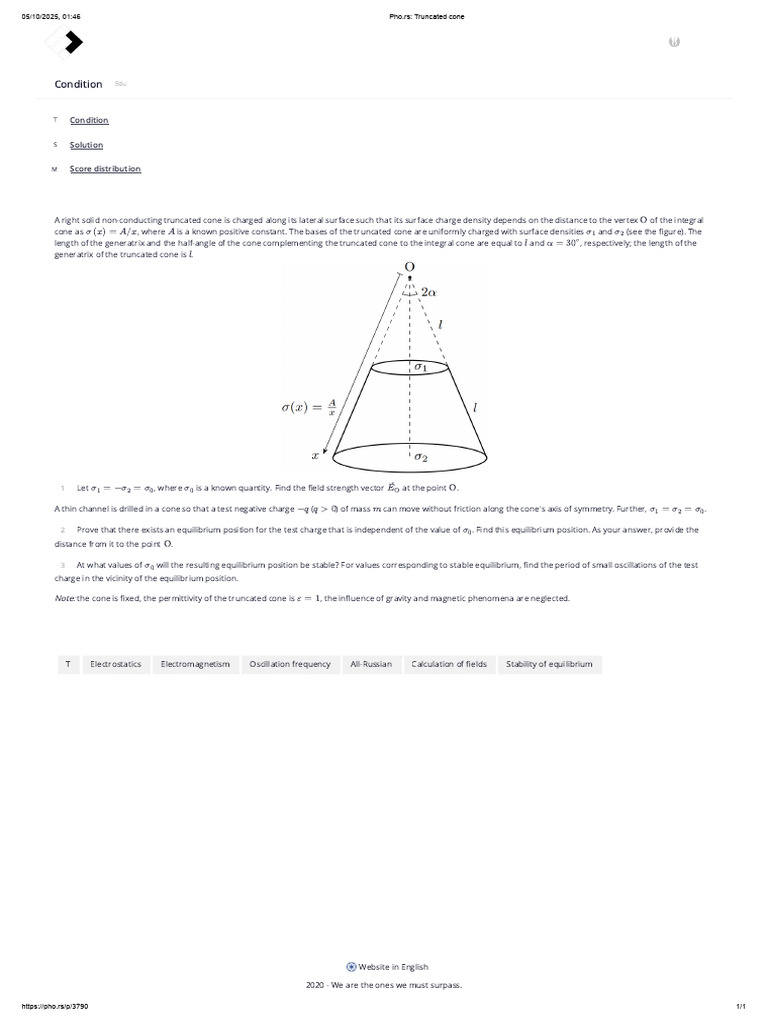 Truncated Cone Electrostatics Analysis | PDF | Oscillation | Physics