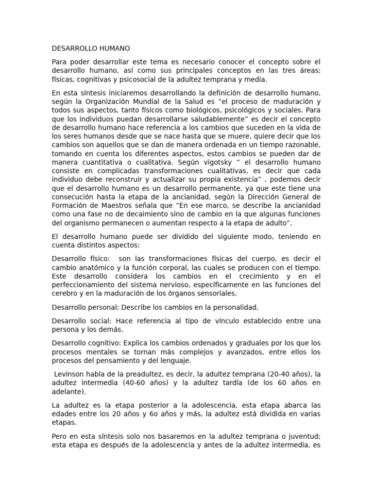 Etapas del Desarrollo Humano | PDF | Adultos | Ciencias del comportamiento