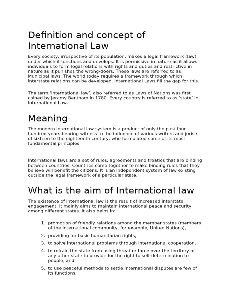 Definition of International Law | PDF | International Law | Treaty