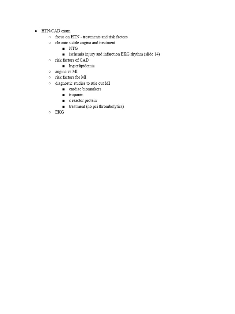 Cardio Exam Notes | PDF