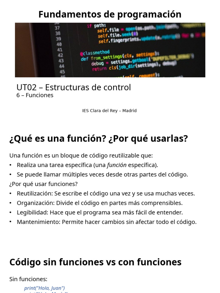 FPROG UT02 06 Funciones | PDF | Python (lenguaje de programación ...