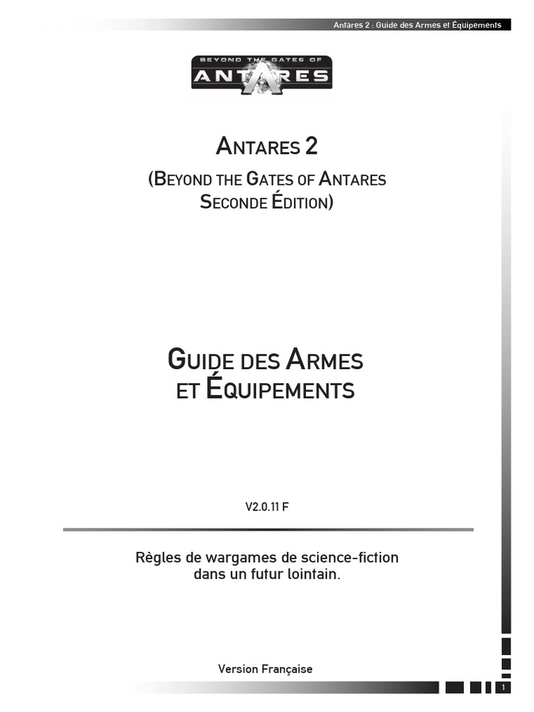Antares 2 : Armes et Équipements Guide | PDF | Munitions | Fusil