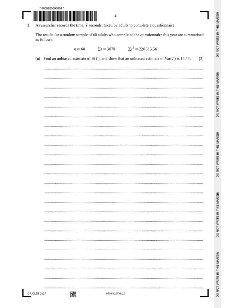 Hyp Testing - Past Papers - 2025 | PDF