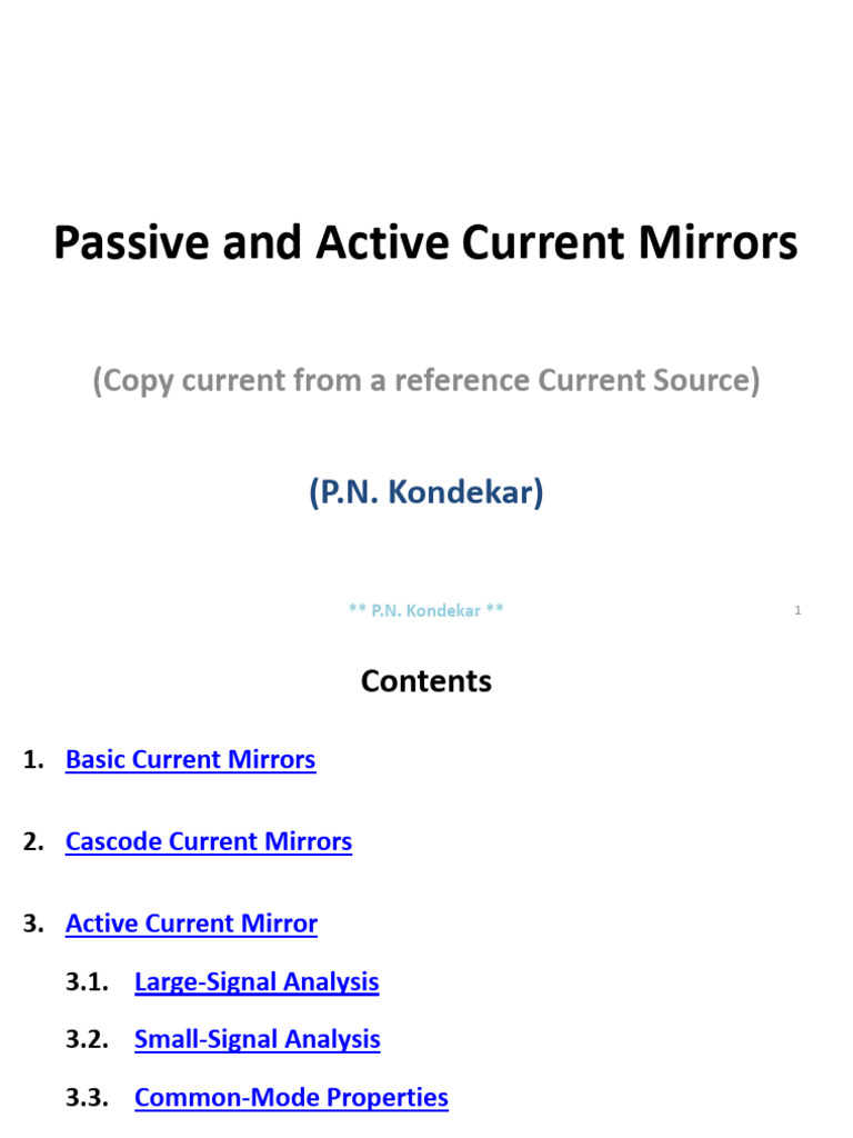 Active Current Mirror Analysis | PDF | Mosfet | Manufactured Goods