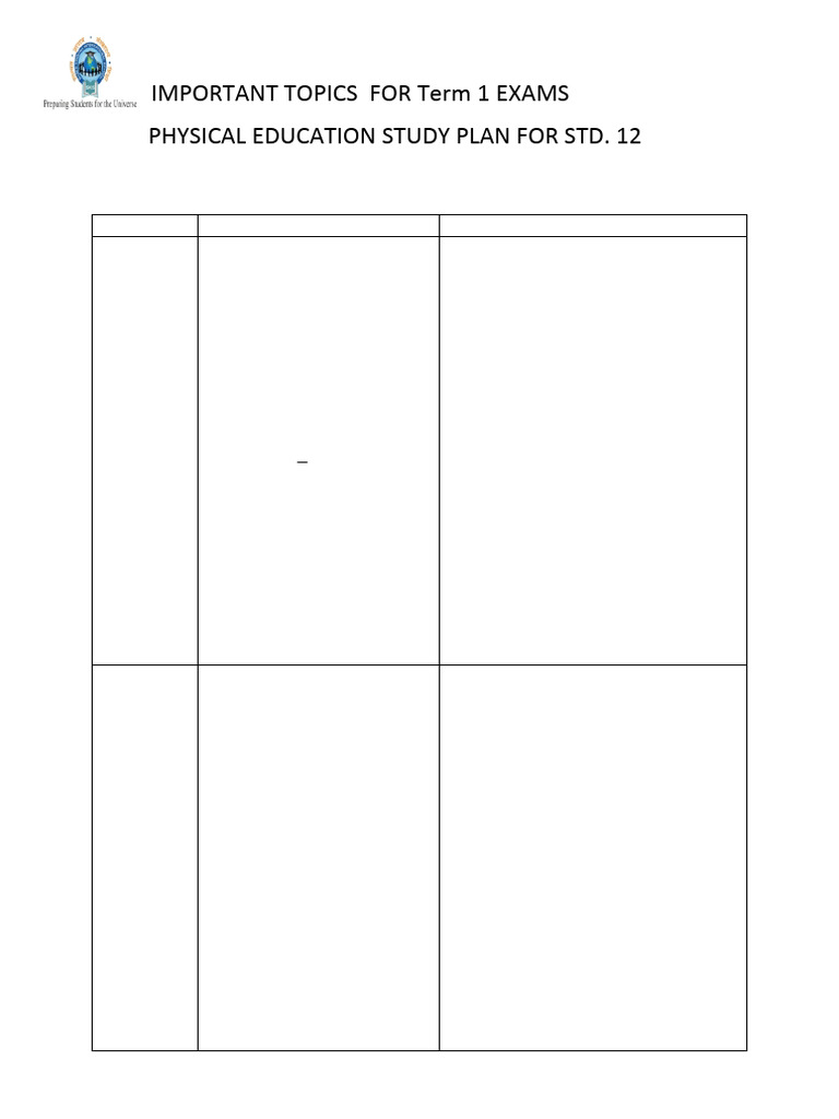Term 1 Physical Education Study Guide | PDF | Physical Fitness ...
