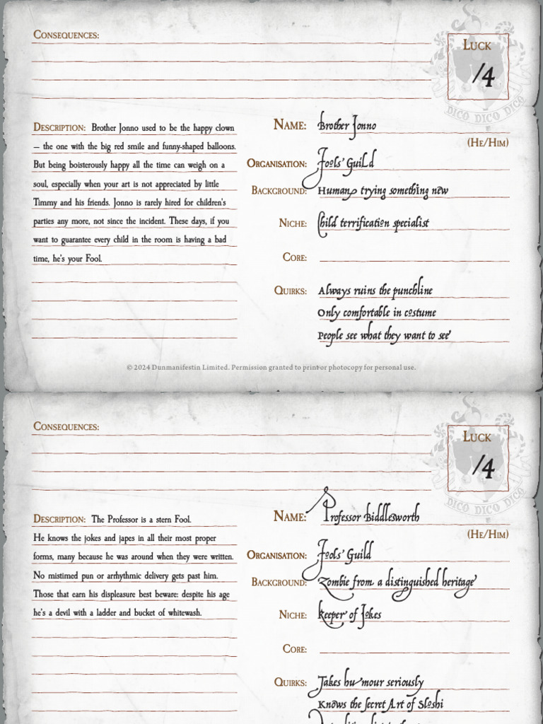 Unique Characters of the Fools' Guild | PDF | Humour
