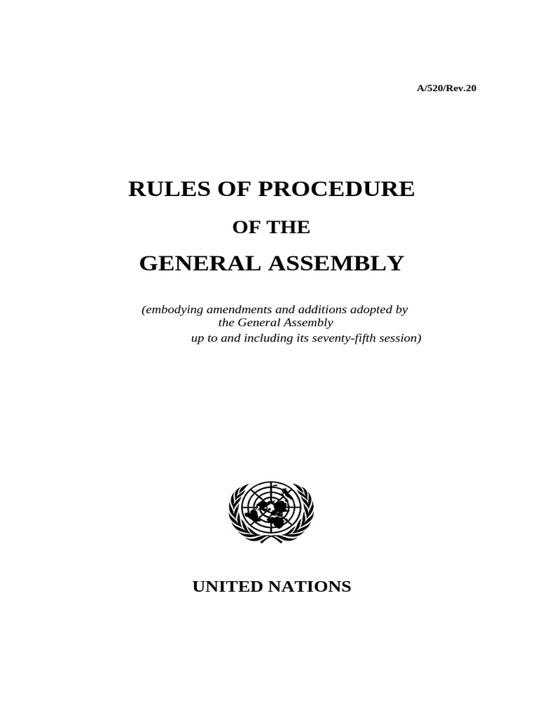 UN General Assembly Procedure Rules | PDF | United Nations General ...