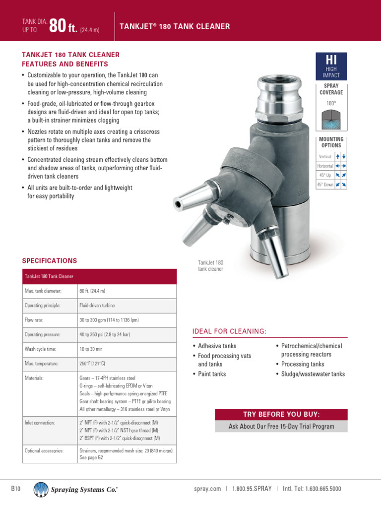 TankJet 180: Efficient Tank Cleaner | PDF | Mechanical Engineering