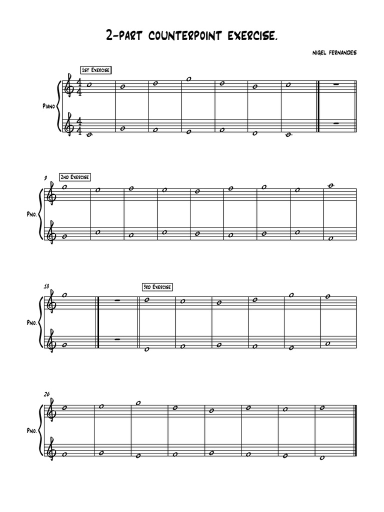 2-Part Counterpoint Exercises for Piano | PDF