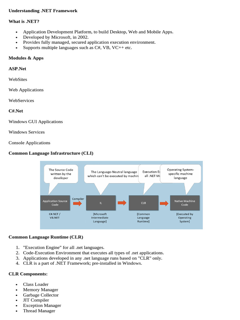 Overview of .NET Framework Components | PDF | Windows Presentation ...