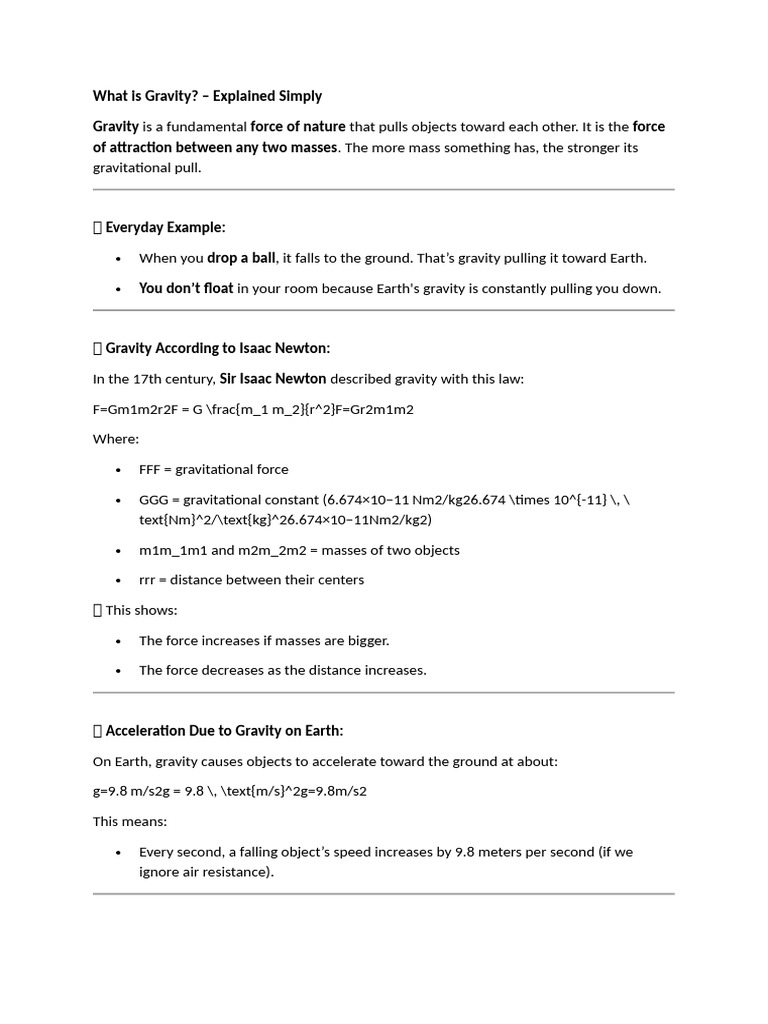 Physichs Gravity LAW | PDF | Gravity | Force