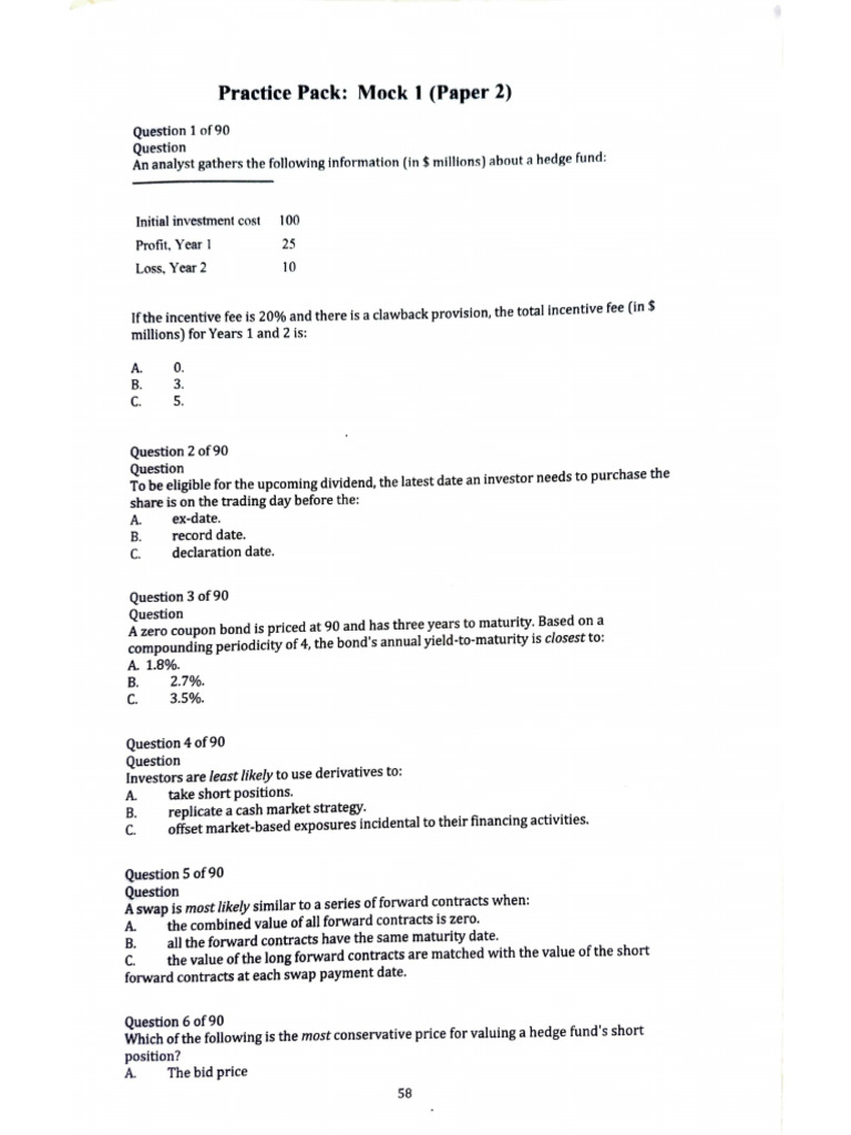 CFA Mock | PDF