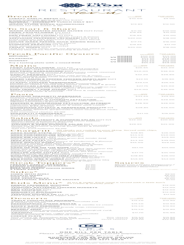 Lion Restaurant Online Menu 1 | PDF | Sauce | French Fries
