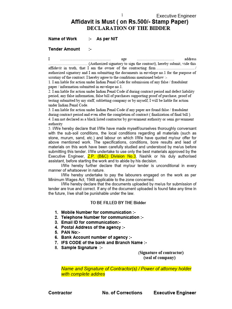 b 1 Tender Form Final | PDF | Receipt | Money
