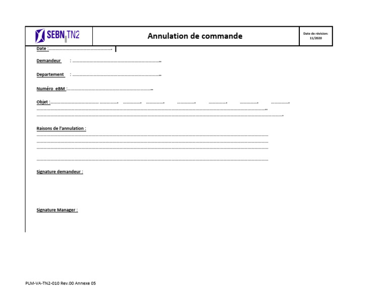 Annexe 5 Annulation de Commande | PDF