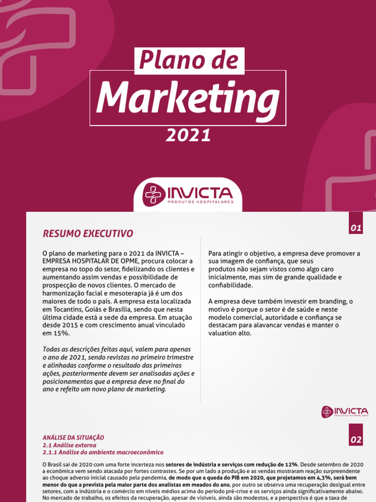 Plano de Marketing 2021 da INVICTA | PDF | Marketing | Economia