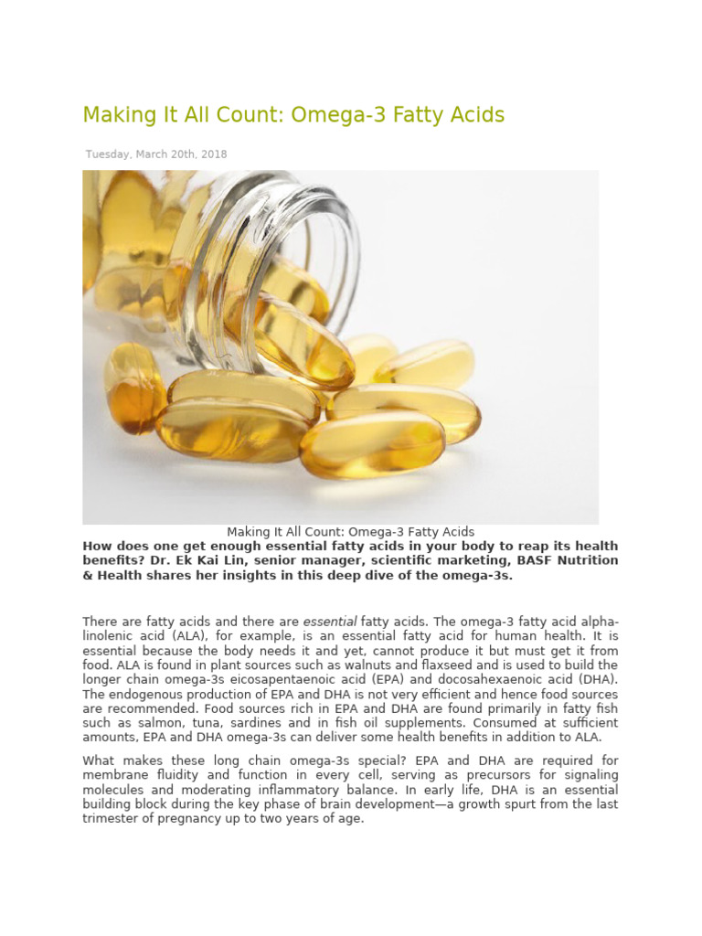 Making It All Count Omega3 | PDF | Omega 3 Fatty Acid | Docosahexaenoic ...