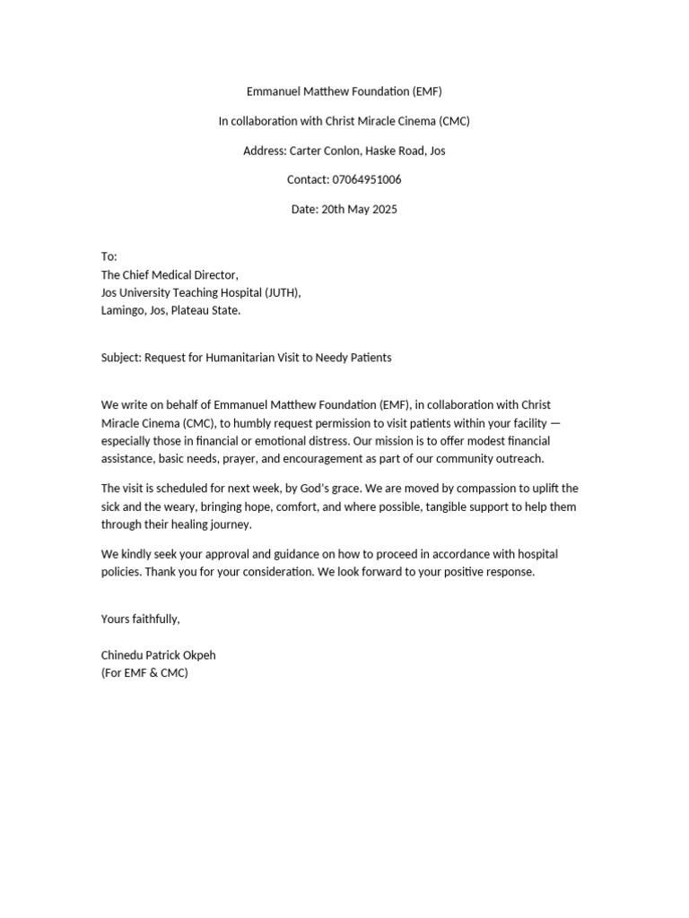 Emf CMC Letter To Juth | PDF