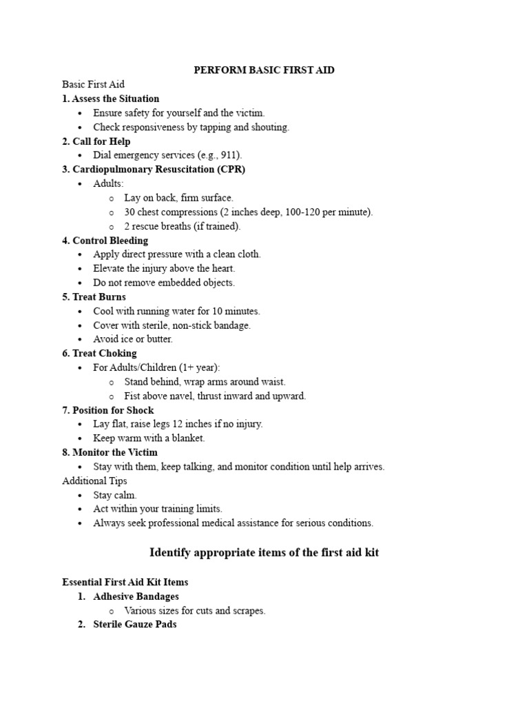 Essential First Aid Procedures Guide | PDF | First Aid ...
