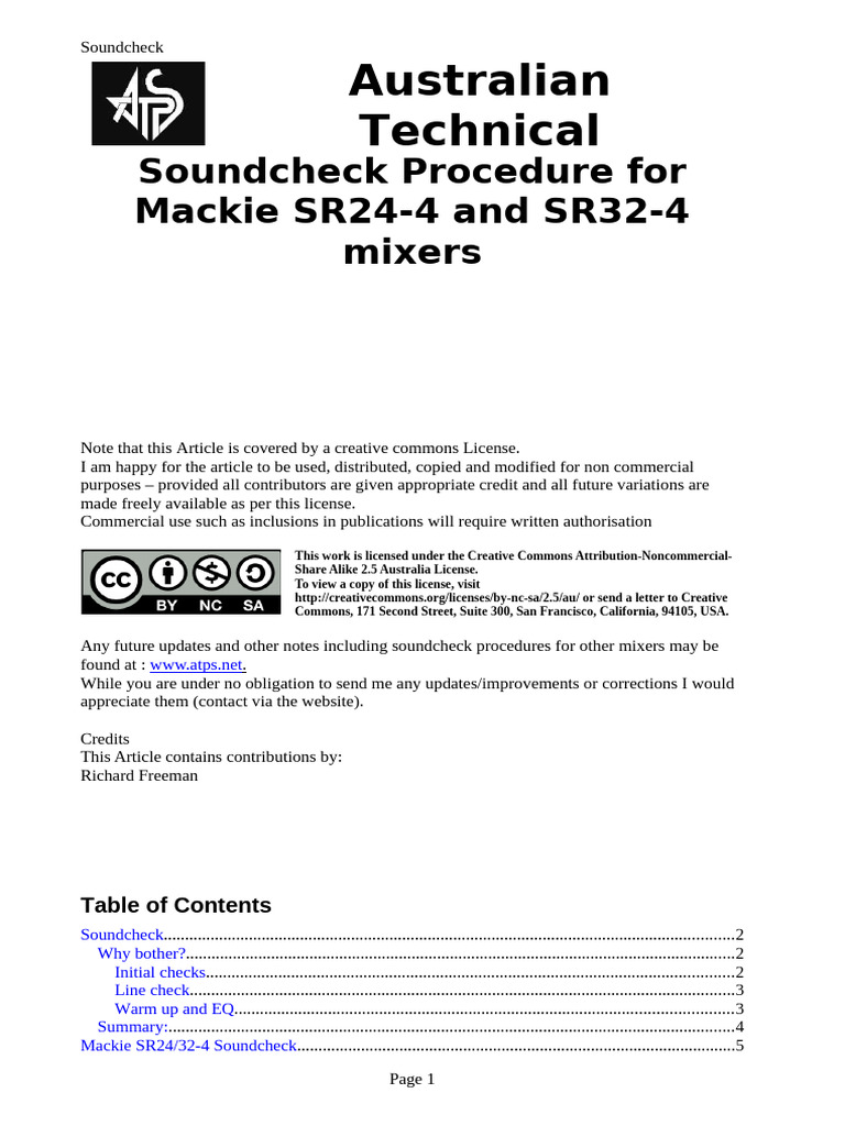Soundcheck Mackie SRxx4 | PDF | Audio Engineering | Sound Production ...