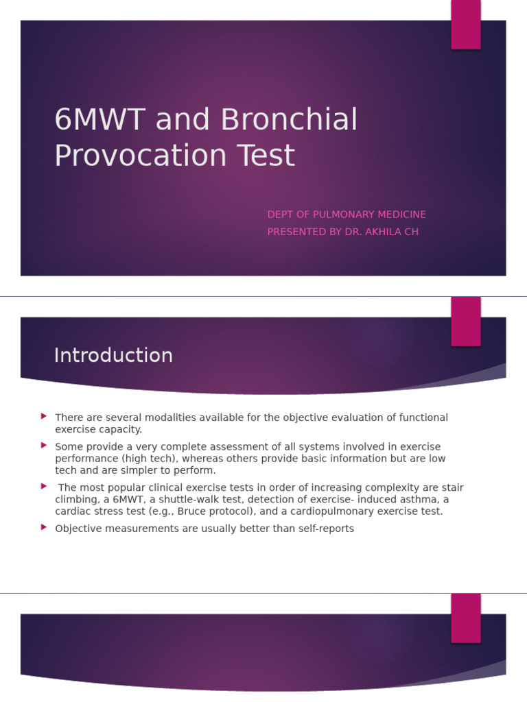 6MWT and Bronchial Provocation Overview | PDF | Asthma | Chronic ...