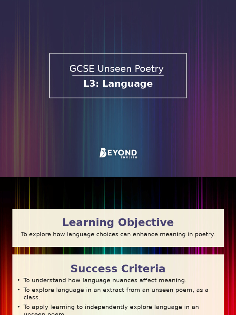 Analyzing Language in Unseen Poetry | PDF | Poetry | Linguistics