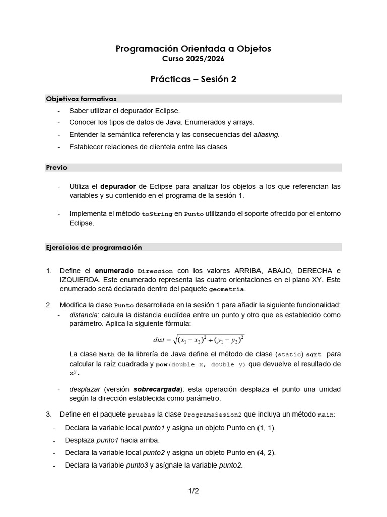 Prácticas de POO en Java 2025/2026 | PDF | Variable (informática ...