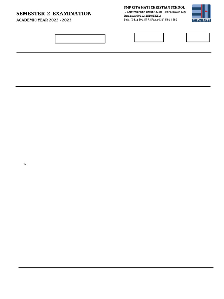 Past Paper 1 Math Grade 7 | PDF | Area | Angle