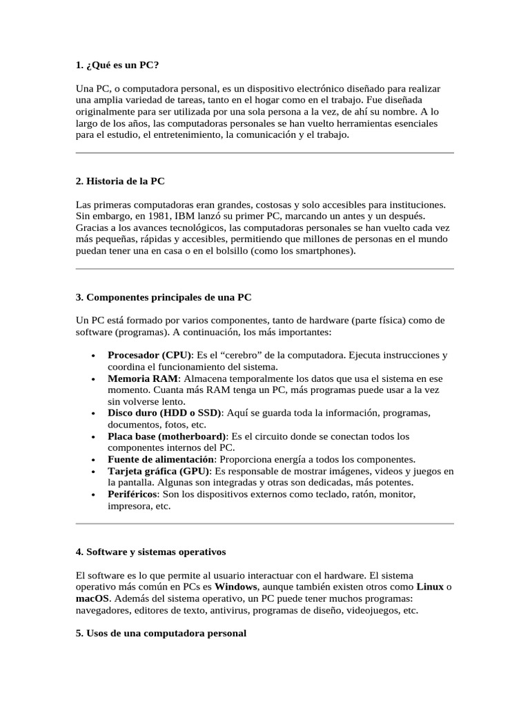 Guía Completa sobre Computadoras PC | PDF | Hardware de la computadora ...