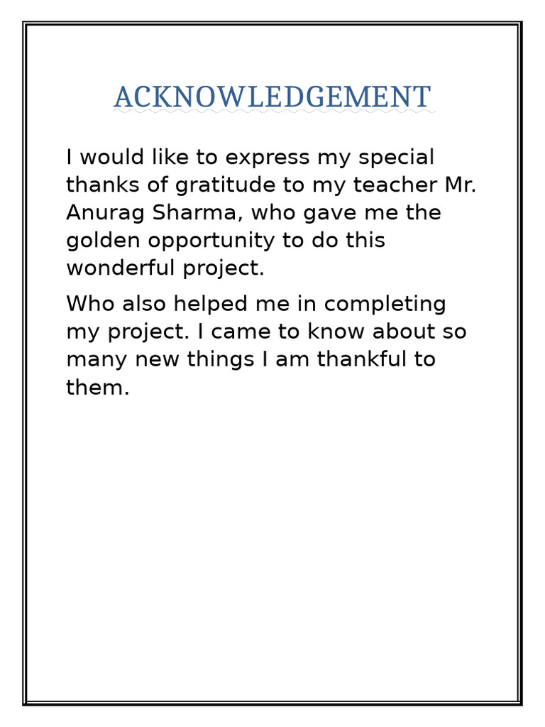 Acknowledgement | PDF