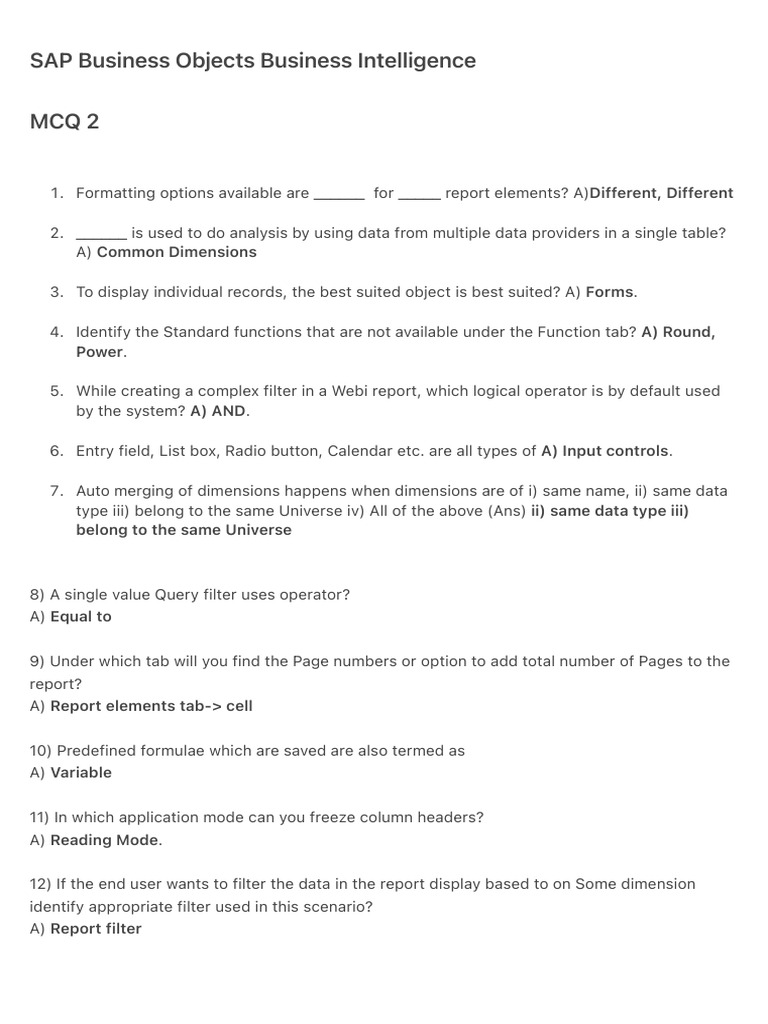 SAP Business Objects Business Intelligence | PDF | Databases | World ...
